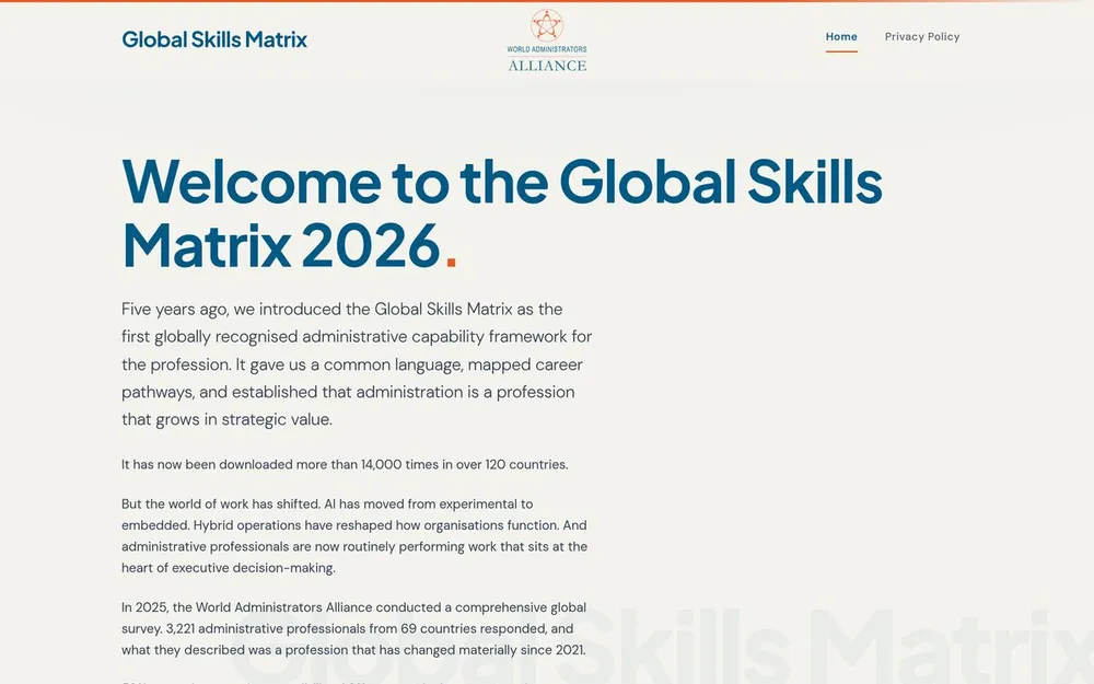Global Skills Matrix website, built by SourceCode
