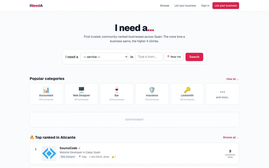 iNeeda website, built by SourceCode