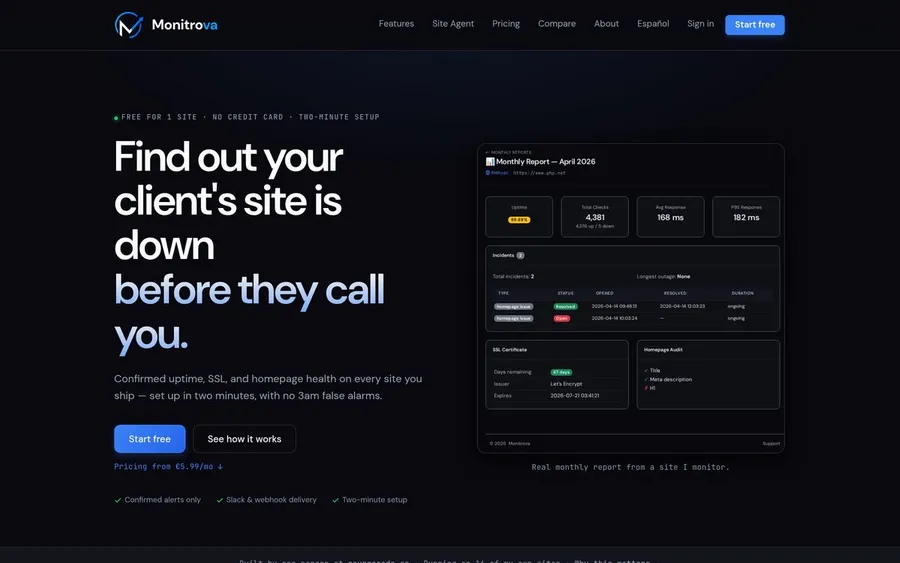 Monitrova website, built by SourceCode