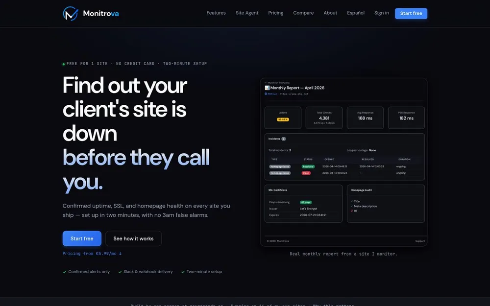 Monitrova website, built by SourceCode