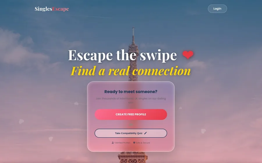 Singles Escape website, built by SourceCode