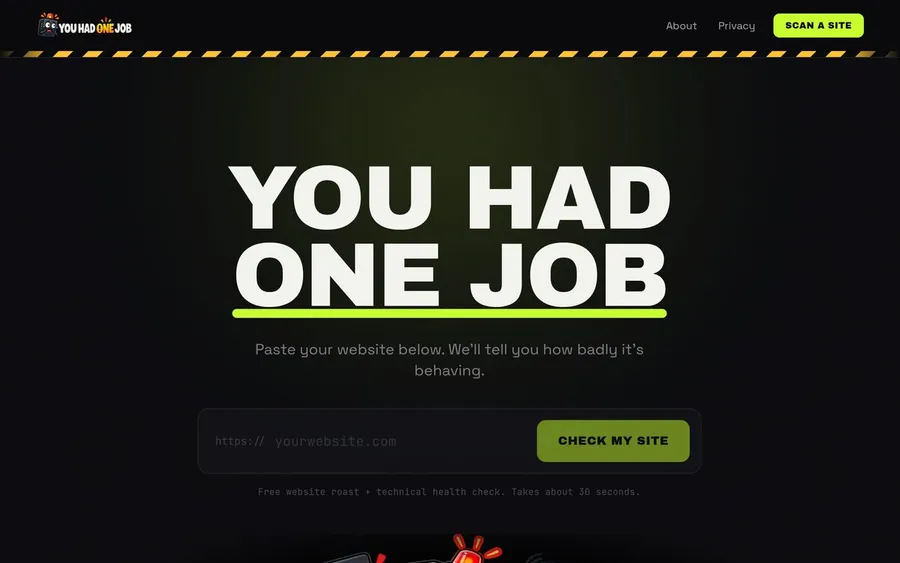 YOU HAD ONE JOB website, built by SourceCode